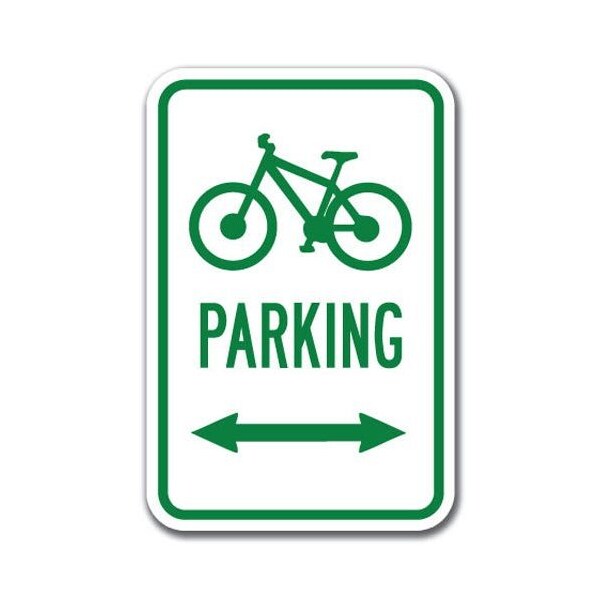 Signmission Bicycle Parking w/double arrow w/ Symbol 12inx18in Heavy Gauges, A-1218 Bicycle - Bicycle Pk double A-1218 Bicycle - Bicycle Pk double - main